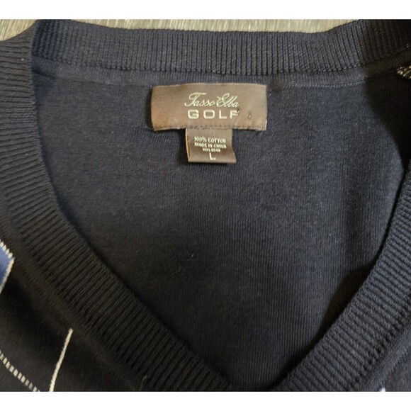 Tasso Elba Golf Mens Argyle Sweater Vest Sleeveless Blue Black Large - Picture 2 of 3